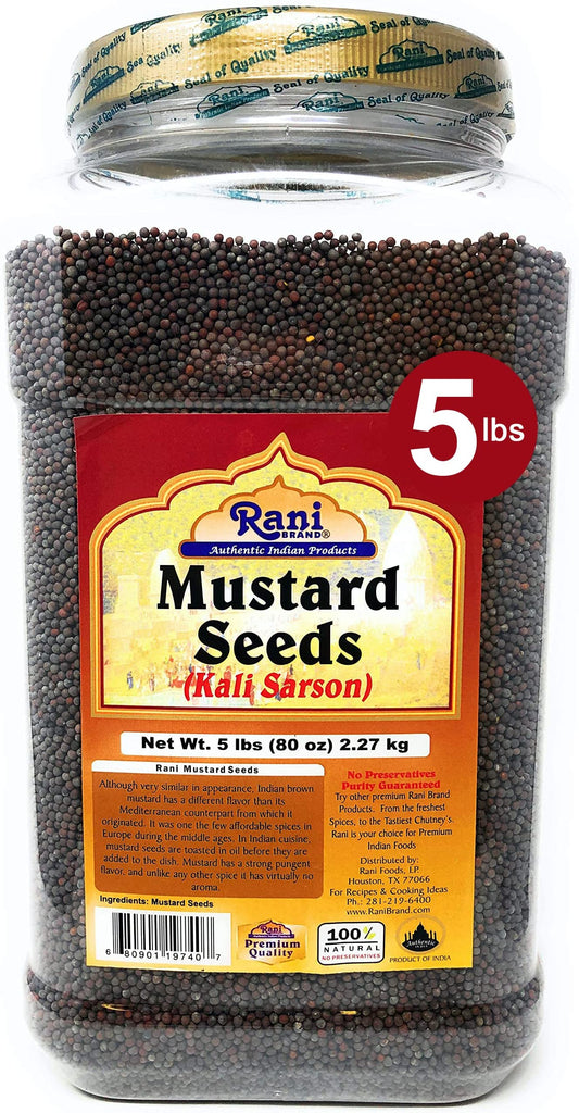 Rani Black Mustard Seeds Whole Spice (Kali Rai) 80oz (5lbs) 2.27kg Bulk PET Jar ~ All Natural | Gluten Friendly | NON-GMO | Vegan | Indian Origin