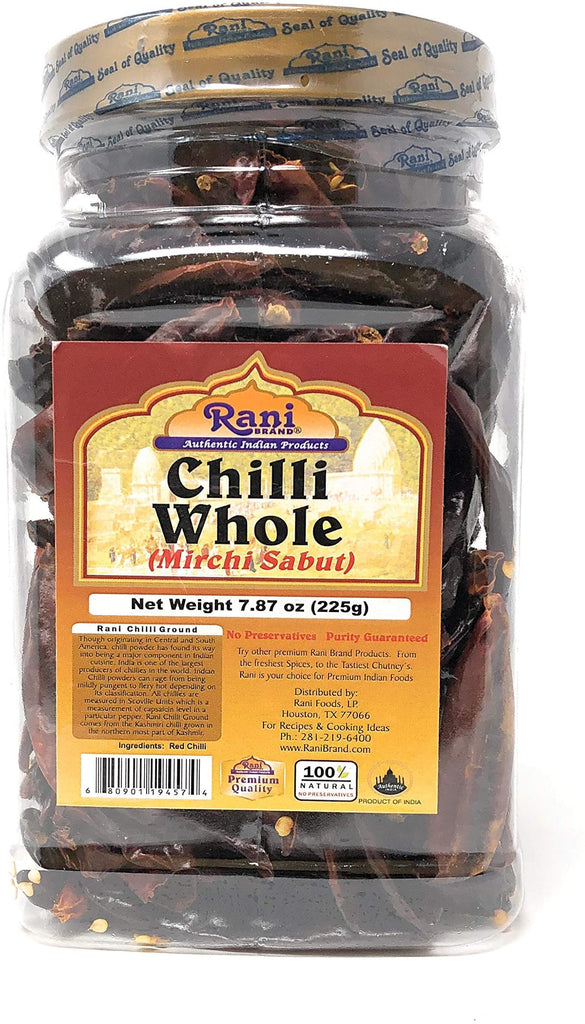 Rani Chilli Whole Stemless 8oz (225g) ~ All Natural, Salt-Free | Vegan | No Colors | Gluten Friendly | NON-GMO | Indian Origin