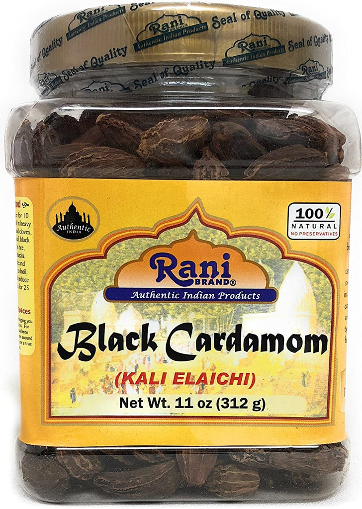 Rani Black Cardamom Pods (Kali Elachi) Whole Indian Spice 11oz (312g) PET Jar ~ All Natural | Vegan | Gluten Friendly | NON-GMO | Indian Origin ~ Smokey | Tsaoko | Cao Guo | Bach Dan Khau | Badi