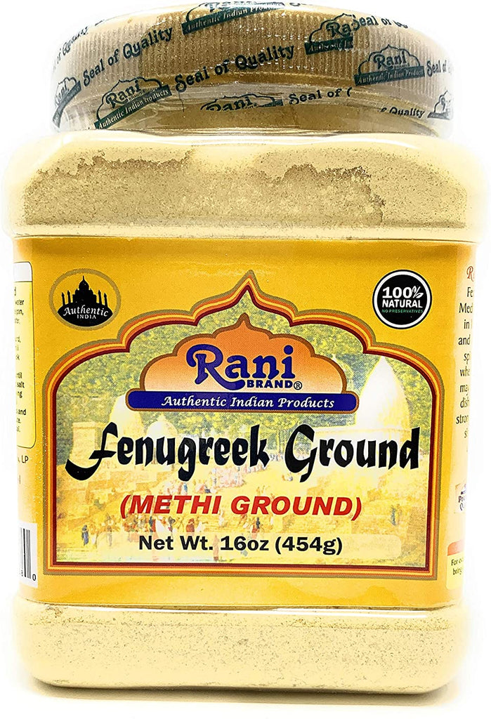 Rani Fenugreek (Methi) Seeds Ground Powder 16oz (454g) Trigonella foenum graecum | Gluten Friendly | Non-GMO (used in cooking & Ayurvedic spice)