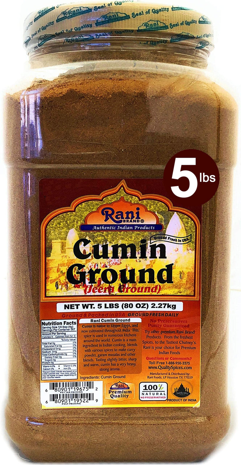 Rani Cumin Powder Spice (Jeera) 80oz (5lbs) 2.27kg Bulk PET Jar ~ All Natural, Salt-Free | Vegan | No Colors | Gluten Friendly | NON-GMO