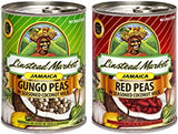 Linstead Market Jamaica GUNGO (Pigeon) and RED Peas (Kidney Beans) in Seasoned Coconut Milk 13oz 2-Pack Combo