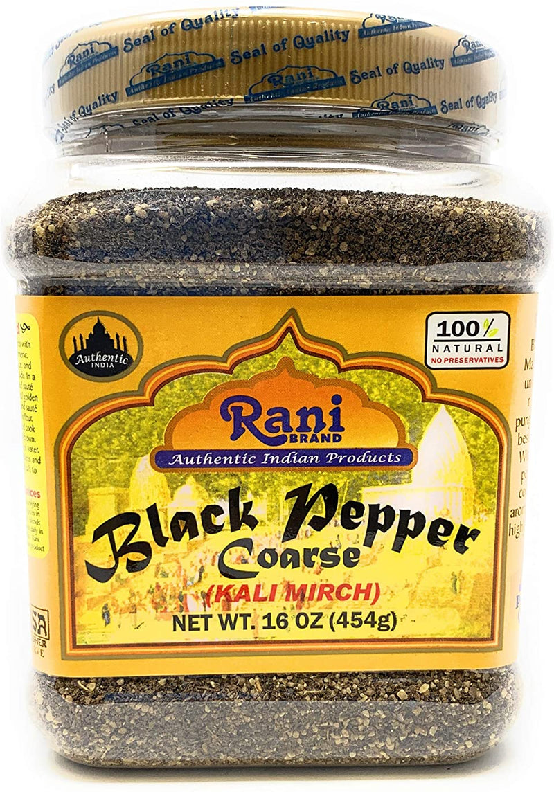 Rani Black Pepper Coarse Ground 28 Mesh (Table Grind), Premium Indian 16oz (454g) ~ Gluten Friendly, Non-GMO, All Natural
