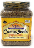 Rani Cumin Seeds Whole (Jeera) Spice 16oz (1lb) 454g PET Jar ~ All Natural | Gluten Friendly | NON-GMO | Vegan | Indian Origin