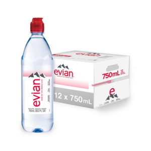 Evian 750ml Sport Cap Plastic Bottle (12 pack) Case