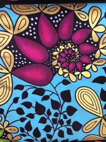 Blue flower Ankara fabric