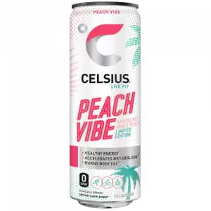 Celsius Sparkling Peach Vibe 12 oz Can (12 pack) Case