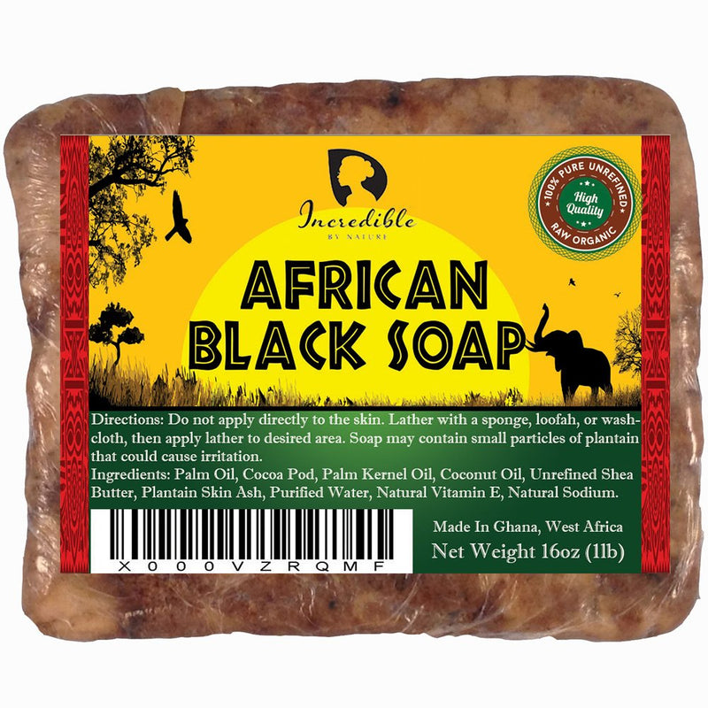 African Black Soap - 1lb Raw Organic Soap for Acne, Dry Skin, Rashes, Scar Removal, Face & Body Wash