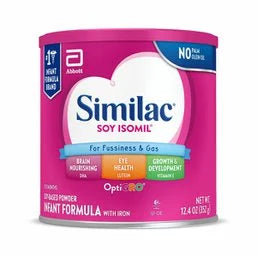 Similac Soy Isomil For Fussiness and Gas Infant Formula Powder Can 12.4 oz
