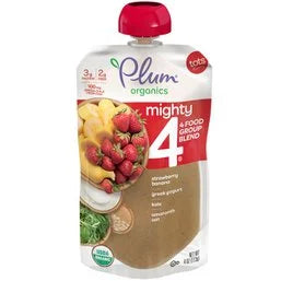 Plum Organics Blends Strawberry Banana, Greek Yogurt, Kale, Oat & Amaranth 4 oz