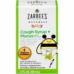 Zarbee's Naturals Baby Cough Syrup + Mucus, Natural Grape 2 fl oz