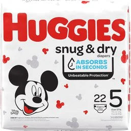 Huggies Snug & Dry Baby Diapers, Size 5 22 ct