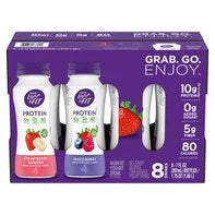 Light + Fit Nonfat Strawberry Banana & Mixed Berry Variety Pack Protein Smoothie Yogurt Drink