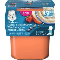 Gerber Apple Strawberry Blueberry with Mixed Cereal Baby Food