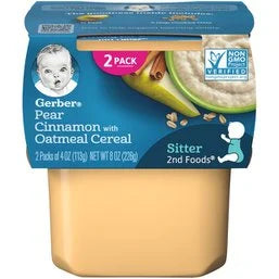 Gerber Pears & Cinnamon with Oatmeal Purees-Fruit/Grain 2nd Foods