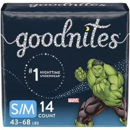 GoodNites Boys' Nighttime Bedwetting Underwear, S/M
