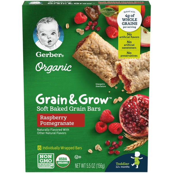 Gerber Organic Raspberry Pomegranate Soft Baked Grain Bars Box 5.488 oz
