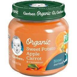 Gerber 2nd Foods Organic Sweet Potato Apple Carrot Cinnamon Baby Food 4 oz