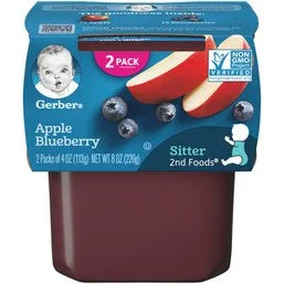 Gerber Apple Blueberry Baby Food 2 x 4 oz