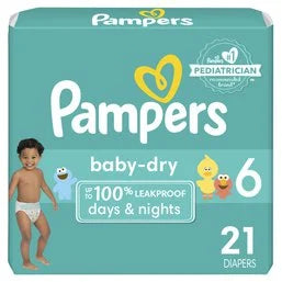 Pampers Baby Dry Diapers, Size 6 (35+ lb)