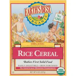 Earth's Best Organic Baby First Solid Food Whole Grain Brown Rice Cereal 8 oz
