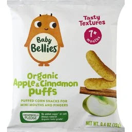 Baby Bellies Corn Snacks, Organic, Apple & Cinnamon Puffs, 7+ Months 0.4 oz