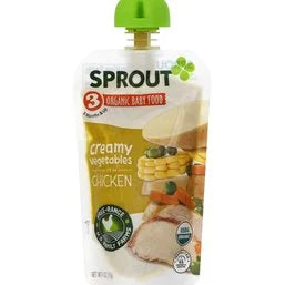 Sprout Baby Food, Organic, Creamy Vegetables with Chicken, 3 (8 Months & Up) 4 oz