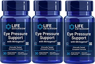 Life Extension Eye Pressure Support Supplement with Mirtogenol – Eye Health Supplement - Once Daily - Non-GMO, Gluten-Free - 30 Vegetarian Capsules X3