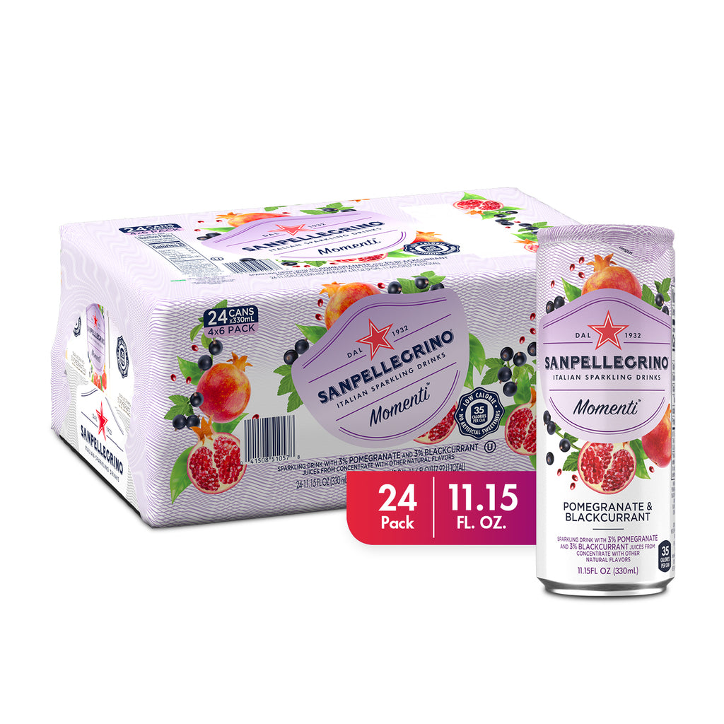 San Pellegrino Momenti Pomegranate & BlackCurrant 330ml Can (24 pack) Case